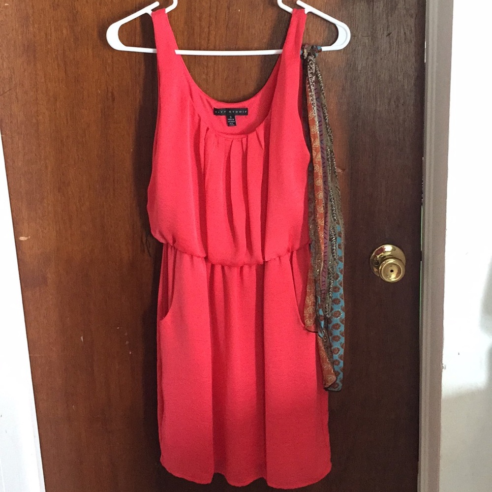 Coral super comfy silky dress